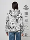 Женское худи / Черно-белый узор Тропики