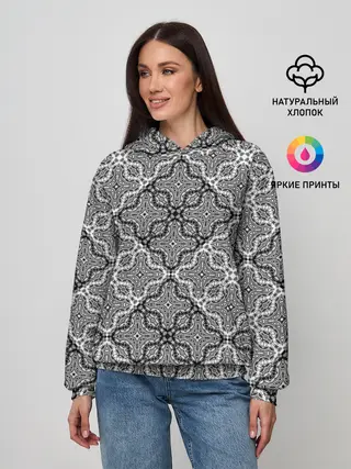 Женское худи / Черно-белый орнамент