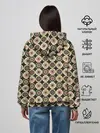 Женское худи / Абстракция из бежевых и зеленых кругов