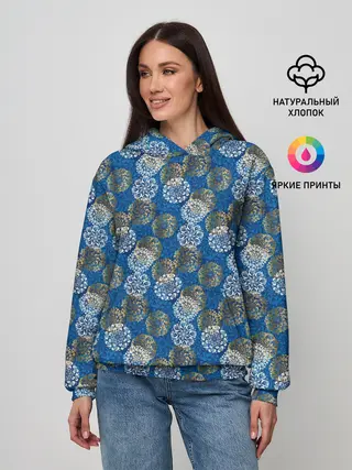 Женское худи / Разноцветные Новогодние Узоры