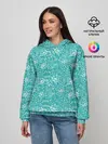 Женское худи / Хохломские узоры. Бирюза.