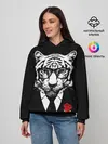 Женское худи / Тигр с красной розой