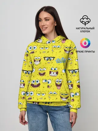 Женское худи / Губка Боб паттерн