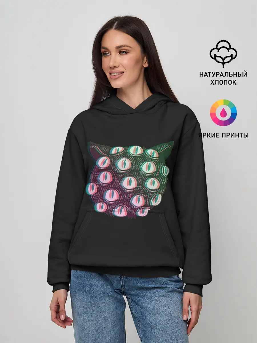 Женское худи / Космический Кот Монстр