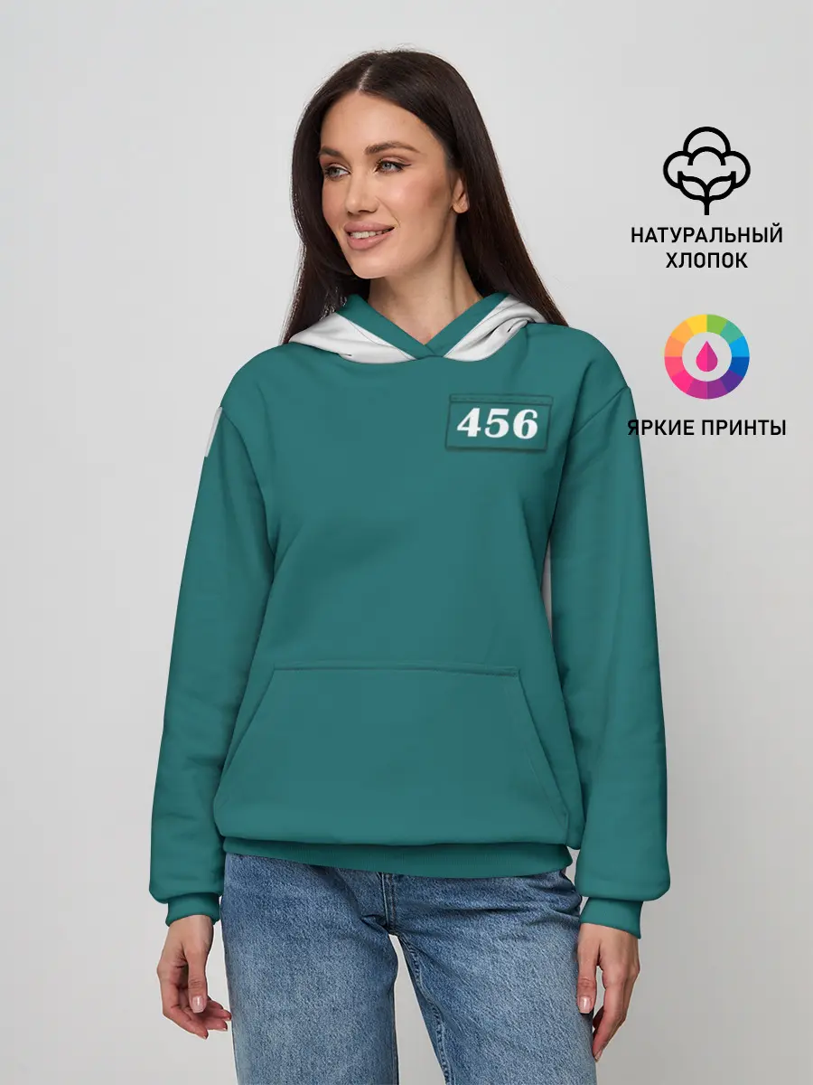 Женское худи / Как в игре в кальмара. Куртка бирюзовая