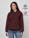 Женское худи / Принт с поцелуями,алые губы