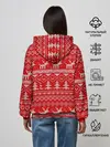 Женское худи / Новогодний узор с оленями и елкой